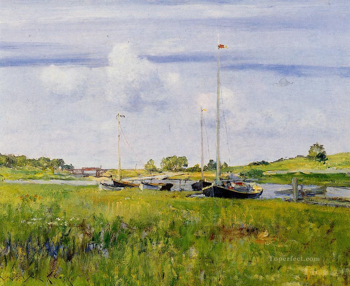 At the Boat Landing impressionism landscape William Merritt Chase Oil Paintings